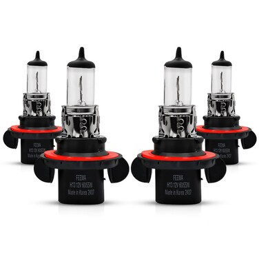 H13 Halogen Headlight Bulb - 12V 60/55W, High-Performance Quartz Glass, Xenon Gas, Long Lifespan ( 4 PCS )