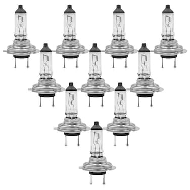 لمبات هالوجين H7 للمصابيح الأمامية - 12 فولت 55 وات، زجاج كوارتز عالي الأداء، عمر افتراضي طويل، مناسبة لجميع المركبات (10 قطع)