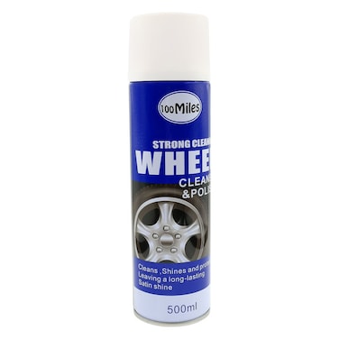 100 Miles Car Wheel Cleaner and Polish - 500ml, Strong Satin Shine, Wheel Cleaning Solution for Enhanced Protection and Brilliance