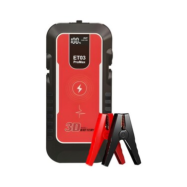 ET03 ProMax 2000A Jump Starter &ndash; 16000mAh Battery Pack for 12V Vehicles, Portable Emergency Power Bank with Smart Clamps &amp; LED Display
