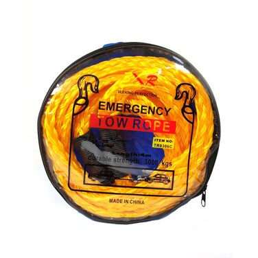 Heavy-Duty Emergency Tow Rope, 4 Meter, 3 Ton Capacity with Metal Hooks &ndash; Multipurpose Vehicle Recovery Strap for Cars, SUVs, and Pickups







