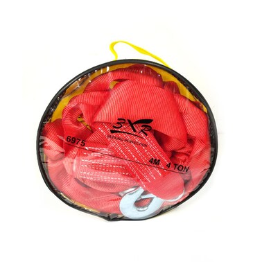 Heavy-Duty Elastic Tow Rope, 4M 4-Ton Capacity with Metal Hooks &ndash; Stretchable Recovery Strap for Cars, SUVs, and Off-Road Vehicles







