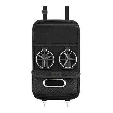 Mob Car Seat Back Organizer with Dual Cup Holders and Tissue Box Slot &ndash; Universal Fit Storage Bag for Vehicles (black )