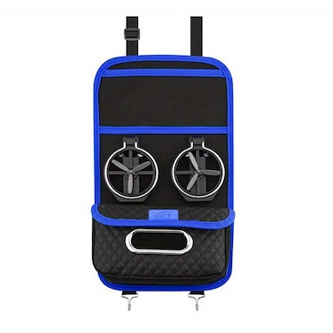 Mob Car Seat Back Organizer with Dual Cup Holders and Tissue Box Slot &ndash; Universal Fit Storage Bag for Vehicles (blue)