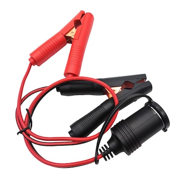 Car Battery Clip-on Cigarette Lighter Socket Adapter with Protective Cap, Tinned Copper Wire, 12V DC Power Extension Cable for Air Compressor, Cooler, Vacuum, Inverter, Lawn Mower