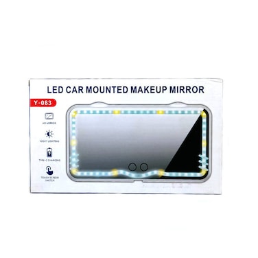 LED Car Sun Visor Vanity Mirror with Touch Control &ndash; USB Rechargeable Makeup Mirror with Adjustable Light for Interior Use








