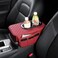 Universal Car Armrest Storage Box with Dual Cup Holder   PU Leather Console Side Organizer   Maroon  32x20x12cm