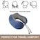 Memory Foam Travel Neck Pillow with Magnetic Therapy Cloth and Soft Velvet Cover &ndash; 24x27 cm, Navy blue for Airplane, Car, Office, and Home Use
