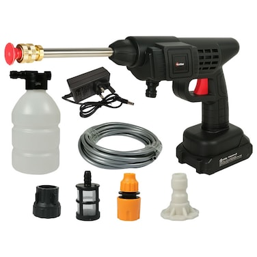 غسالة كراون KW-41220 اللاسلكية عالية الضغط مع وعاء رغوي وفوهات - 452 رطل/بوصة مربعة، أنبوب بطول 5 أمتار، مجموعة أدوات تنظيف محمولة