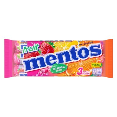 Mentos Fruity Chewy Dragees 3 Pack 114g