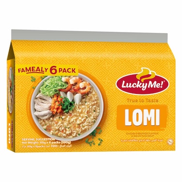 Lucky Me! Lomi Soup Flavored Instant Noodle, Chicken &amp; Seafood Flavor 65g x6