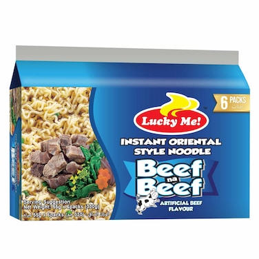 لاكي مي نودلز سريعة التحضير بنكهة اللحم 60 جرام × 6