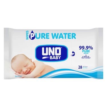 أونو+ مناديل مبللة للأطفال بماء نقي 28 قطعة