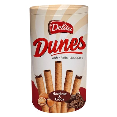 Delita Dunes - Hazelnut &amp; Cocoa Wafer Rolls 250g