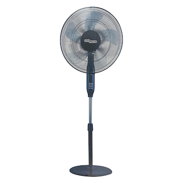 سوبر جنرال - مروحة عمودية 16 بوصة مع جهاز تحكم عن بُعد، 7 شفرات من البولي بروبيلين تأرجح 85 درجة، ارتفاع قابل للتعديل حتى 140 سنتيمتر، 3 سرعات، أسود، موفر للطاقة، 50 واط (KSGSF58MR)