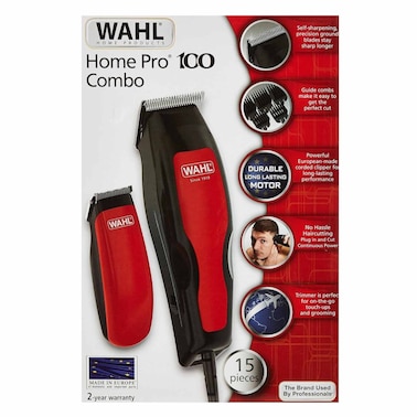 Wahl Home Pro 100 Combo Hair Clipper And Mini Beard Trimmer Set For Men, Precision Stainless Steel Blades, 8 Attachment Combs, Ideal For Men&rsquo;s Grooming (1395-0417)