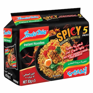 إندومي نودلز سريعة التحضير بنكهة الدجاج الحار 5 عبوات × 83 جرام (كرتون 8 قطع)