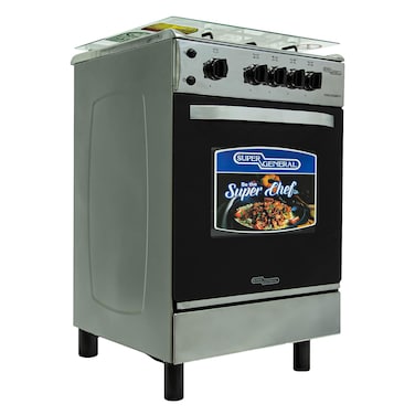 سوبر جينيرال فرن غاز 4 عيون، 55 × 55 سنتيمتر، امان كامل، ستيل (KSGC55540FSY)