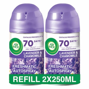 Air Wick Automatic Air Freshener Spray Refill, Lavender &amp; Chamomile Scent, 250ml x 2