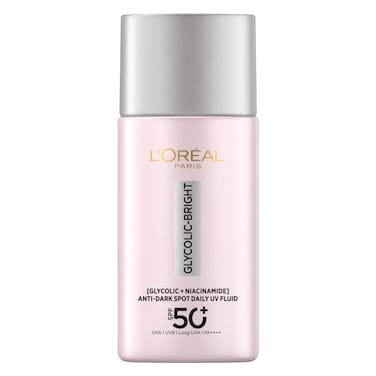 L'Or&eacute;al Paris Glycolic-Bright Daily UV Fluid With Glycolic Acid &amp; Niacinamide &ndash; Anti-Dark Spot &ndash; SPF 50 &ndash; UVA/UVB Protection &ndash; 50ml