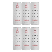 Zoi Tropical Flavored Iced Tea - 0% Added Sugar – 320 ml Pack of 6