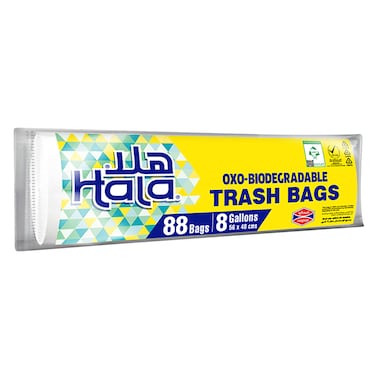 Hala OXO-Biodegradable Trash Bags - 88 Bags - 8 Gallons, 56 x 48cm