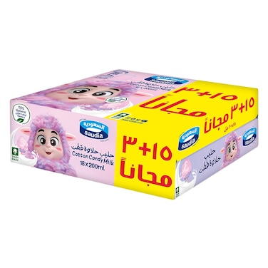 السعودية حليب بنكهة حلاوة القطن – 200 مل × (15 + 3 مجاناً)

