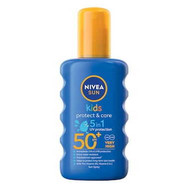 نيفيا - صن كيدز بروتكت آند كير - بخاخ واقي شمس - SPF 50 - حماية عالية جدًا من أشعة UVA/UVB - مقاوم للماء بدرجة عالية - 200 مل