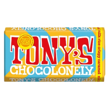 Tony's Chocolonely Milk Chocolate With Caramel And Rice Crisp 180g
