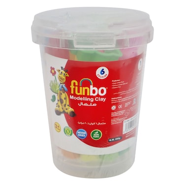 Funbo Modelling Clay &ndash; 6 Colours &ndash; Non-Toxic, Gluten-Free, Never Dries &ndash; 3+ Pastel Colors