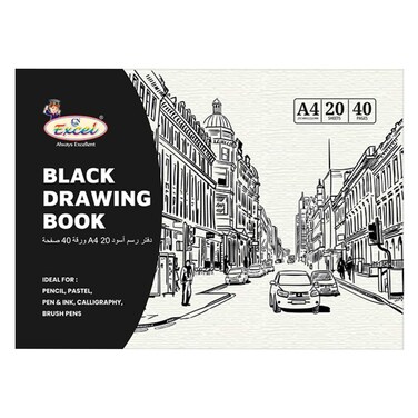 دفتر رسم – A4 – 20 ورقة – أسود – 175 جرام