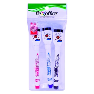 فليكس أوفيس أقلام سبورة بيضاء ألوان متنوعة 3 قطع