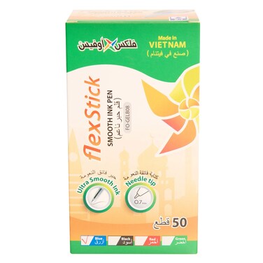 FlexOffice Smooth Ink Pen &ndash; 0.7 mm Assorted &ndash; 50 Pieces