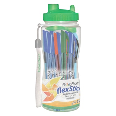 FlexOffice Smooth Ink Pen &ndash; 0.7 mm Assorted &ndash; 25 Pieces