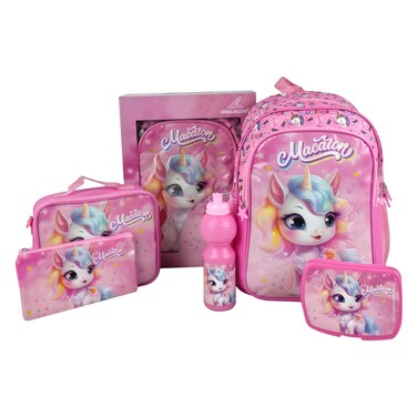 Royal Falcon 5-in-1 School Bag Set &ndash; Unicorn Design &ndash; 16" Backpack