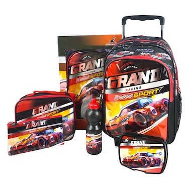 Royal Falcon 5-in-1 School Bag Set &ndash; Racing Theme &ndash; 16&Prime; &ndash; Trolley