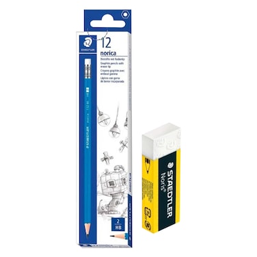 Staedtler Noris HB Pencil with Free Eraser &ndash; 2 Pieces