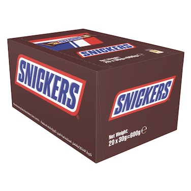 Snickers Duo Chocolate Candy Bar With Nougat, Peanuts, &amp; Caramel 30g x20