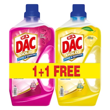 داك معقم ومطهر جولد 1 لتر برائحة الورد + 1 لتر برائحة الحمضيات مجانا