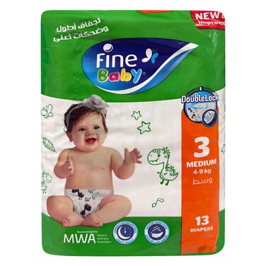 فاين بيبي – حفاضات أطفال مقاس 3، عدد 13 حفاض