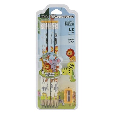 روكو أقلام رصاص HB2 بتصميم حيوانات (10 أقلام + ممحاة + مبراة)