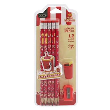 Roco Food Paradisa HB2 Pencil Set &ndash; 10 Pencils + 1 Eraser