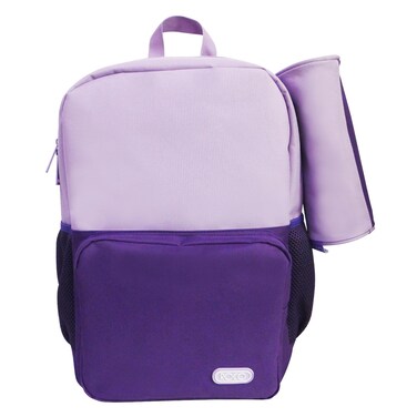 Roco Two-Tone Backpack with Pencil Case &ndash; 17" &ndash; Purple and Dark Purple