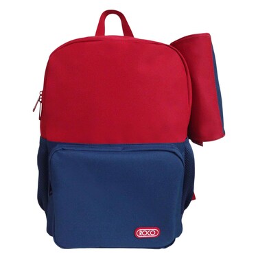 Roco Two-Tone Backpack with Pencil Case &ndash; 17" &ndash; Maroon and Blue
