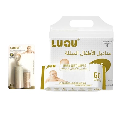 Disposable Bags,2 Refill Rolls/30 Bags with Dispenser,Aloe Vera &amp; Vitamin E,4x60,Water Wet Wipes