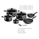 Tefal Super Cook Cookware Set &ndash; 11 Pieces &ndash; Black