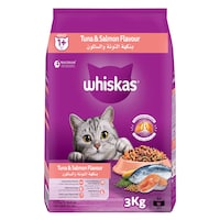 Whiskas Tuna and Salmon Flavour Cat Dry Food, 3Kg Bag