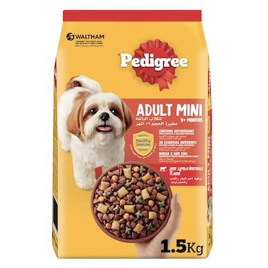 Pedigree Dog Food, Adult Mini, Beef, Lamb &amp; Vegetables Flavour, 1.5Kg