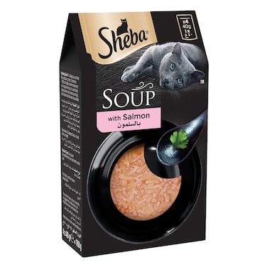 Sheba Cat Food, Cat Soup with Salmon, Pack of 4x40g