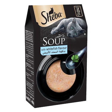 Sheba Cat Food, Cat Soup with White Fish, Pack of 4x40g